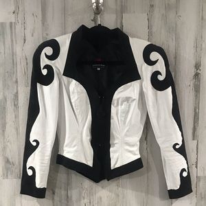 Vintage Black and White Leather Jacket Size Small